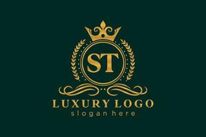 modèle de logo de luxe royal lettre initiale st en art vectoriel pour restaurant, royauté, boutique, café, hôtel, héraldique, bijoux, mode et autres illustrations vectorielles.