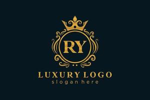 modèle de logo de luxe royal lettre initiale ry en art vectoriel pour restaurant, royauté, boutique, café, hôtel, héraldique, bijoux, mode et autres illustrations vectorielles.