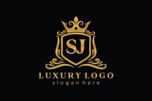 modèle initial de logo de luxe royal de lettre sj dans l'art vectoriel pour le restaurant, la royauté, la boutique, le café, l'hôtel, l'héraldique, les bijoux, la mode et d'autres illustrations vectorielles.