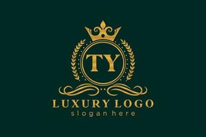 modèle de logo de luxe royal lettre initiale ty dans l'art vectoriel pour le restaurant, la royauté, la boutique, le café, l'hôtel, l'héraldique, les bijoux, la mode et d'autres illustrations vectorielles.