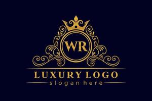 wr lettre initiale or calligraphique féminin floral monogramme héraldique dessiné à la main style vintage antique luxe logo design vecteur premium