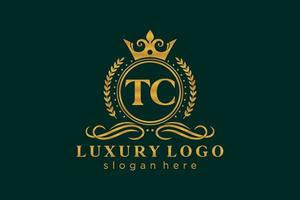 modèle initial de logo de luxe royal de lettre tc dans l'art vectoriel pour le restaurant, la royauté, la boutique, le café, l'hôtel, l'héraldique, les bijoux, la mode et d'autres illustrations vectorielles.