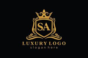 modèle de logo de luxe royal de lettre sa initiale dans l'art vectoriel pour le restaurant, la royauté, la boutique, le café, l'hôtel, l'héraldique, les bijoux, la mode et d'autres illustrations vectorielles.