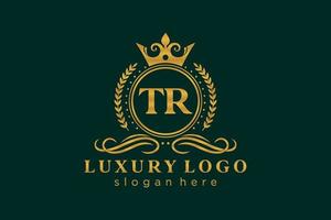 modèle initial de logo de luxe royal de lettre tr dans l'art vectoriel pour le restaurant, la royauté, la boutique, le café, l'hôtel, l'héraldique, les bijoux, la mode et d'autres illustrations vectorielles.