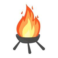 barbecue avec feu pour l'heure du pique-nique. équipement de fête en plein air. illustration vectorielle dans un style plat. vecteur