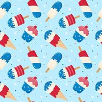 modèle sans couture avec glace patriotique. pour la fête de l'indépendance, la décoration de fête, les textures de surface. illustration vectorielle vecteur