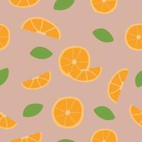 modèle sans couture de tranches d'orange pour le textile et la décoration avec un fond délicat et des illustrations modernes dessinées à la main. vecteur