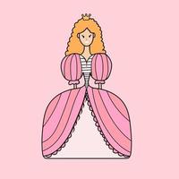 princesse mignonne dans un style doodle sur fond rose vecteur