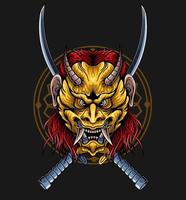 Tête de diable avec conception d'illustration vectorielle épée vecteur