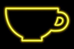 la forme du mug, le contour jaune fluo sur fond noir vecteur