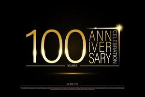 100 ans d'or anniversaire logo or sur fond noir, création vectorielle pour la célébration. vecteur