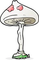 champignon de dessin animé de personnage de doodle vecteur