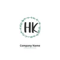 hk hk écriture manuscrite initiale et création de logo de signature avec cercle. beau design logo manuscrit pour la mode, l'équipe, le mariage, le logo de luxe. vecteur