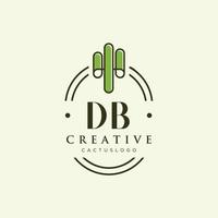 db lettre initiale cactus vert logo vecteur