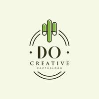 faire lettre initiale cactus vert vecteur logo