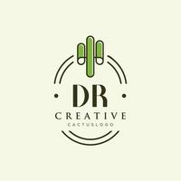 dr lettre initiale cactus vert logo vecteur