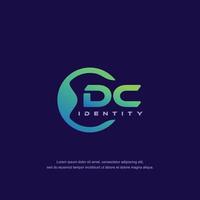 dc lettre initiale ligne circulaire modèle de logo vecteur avec dégradé de couleurs