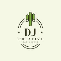 dj lettre initiale cactus vert logo vecteur