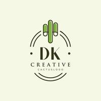 dk lettre initiale cactus vert logo vecteur