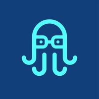 création de logo de marque de pieuvre intelligente vecteur