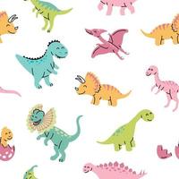 modèle sans couture avec des dinosaures dessinés à la main dans un style scandinave. vecteur