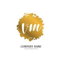 vm vm écriture initiale et création de logo de signature avec cercle. beau design logo manuscrit pour la mode, l'équipe, le mariage, le logo de luxe. vecteur