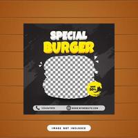 promotion spéciale de la vente de hamburgers bannière de publication sur les médias sociaux vecteur