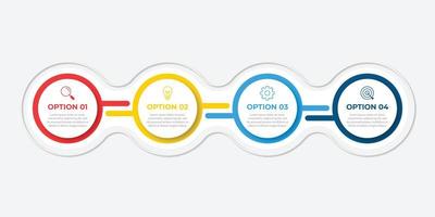 modèle de conception d'étiquettes infographiques vectorielles avec icônes et 4 options ou étapes. peut être utilisé pour le processus vecteur