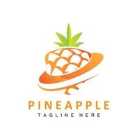 création de logo d'ananas, vecteur de fruits frais, illustration de plantation, étiquette de marque de produits de fruits