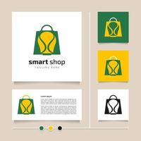 idée créative conception de logo de boutique intelligente. vecteur de conception icône et symbole jaune vert