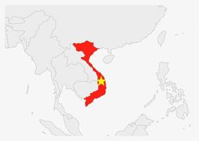 carte du vietnam mise en évidence dans les couleurs du drapeau du vietnam vecteur