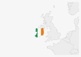 carte de l'irlande mise en évidence dans les couleurs du drapeau de l'irlande vecteur
