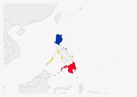 carte des philippines mise en évidence dans les couleurs du drapeau des philippines vecteur