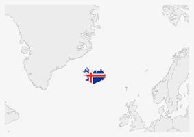 carte de l'islande mise en évidence dans les couleurs du drapeau de l'islande vecteur