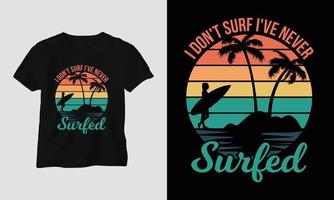 conception de t-shirt de surf, couleur rétro vecteur