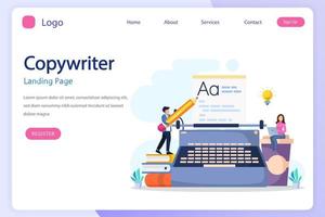 bannière web de rédacteur ou ensemble de pages de destination. idée d'écrire des textes vecteur plat