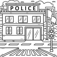 coloriage de poste de police pour les enfants vecteur