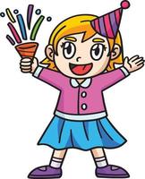 fille célébrant le nouvel an dessin animé coloré clipart vecteur