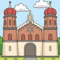 dessin animé coloré de l'église juive de hanukkah vecteur