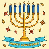 heureux, hanukkah, menorah, coloré, dessin animé vecteur