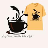 concept de conception de t-shirt tasse à café vecteur