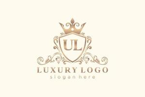 modèle initial de logo de luxe royal de lettre ul dans l'art vectoriel pour le restaurant, la royauté, la boutique, le café, l'hôtel, l'héraldique, les bijoux, la mode et d'autres illustrations vectorielles.