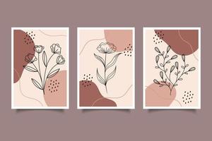 Abstrait moderne contemporain moderne floral dessin boho affiche Décoration murale Laisser l'illustration de contour Affiche de portrait vecteur