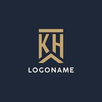 logo monogramme initial kh dans un style rectangulaire avec des côtés incurvés vecteur