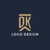 ok conception initiale du logo monogramme dans un style rectangulaire avec des côtés incurvés vecteur