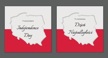 Pologne. le jour de l'indépendance. drapeau pilis. polonais et anglais. vecteur