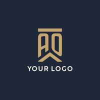 ao logo monogramme initial dans un style rectangulaire avec des côtés incurvés vecteur
