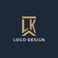 logo monogramme initial lk dans un style rectangulaire avec des côtés incurvés vecteur