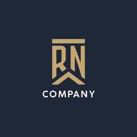 logo monogramme initial rn dans un style rectangulaire avec des côtés incurvés vecteur
