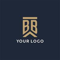logo monogramme initial bb dans un style rectangulaire avec des côtés incurvés vecteur